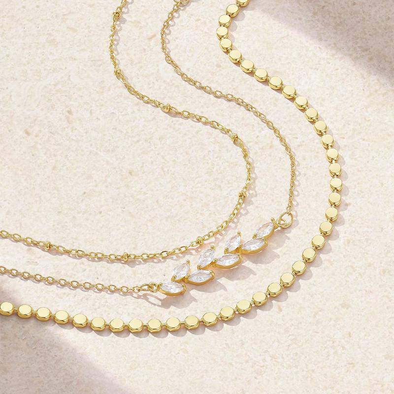 3pc 14k Layered Anklet Set