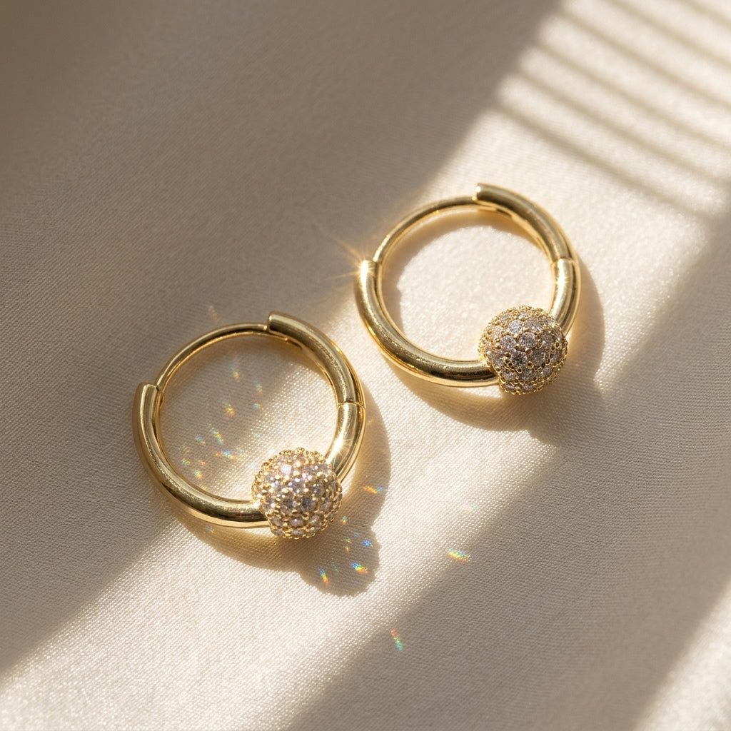 14k Crystal Hoop Earrings