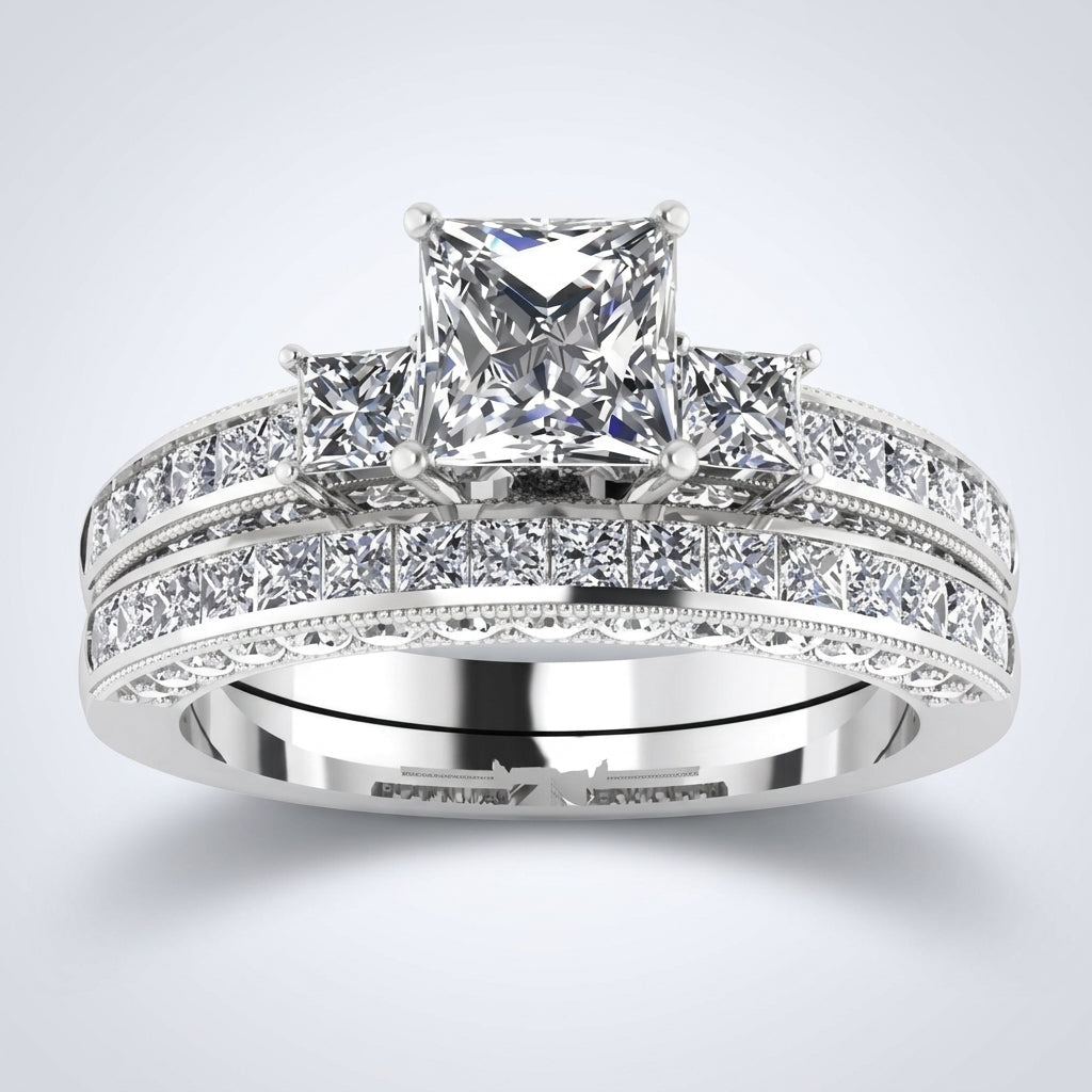 2pc Minimal Trio Diamond Set Ring Stack