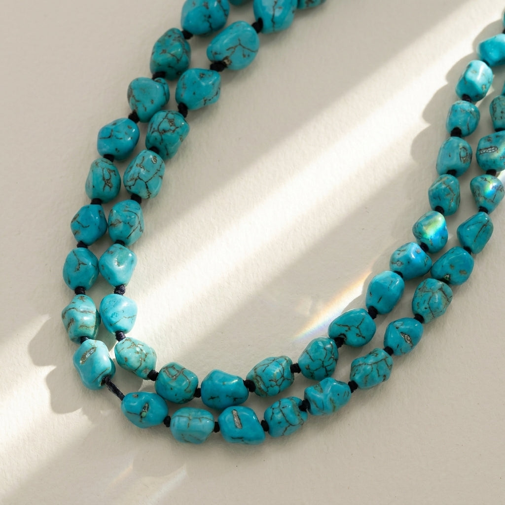 Boho Beaded Turquoise Stacked Necklace
