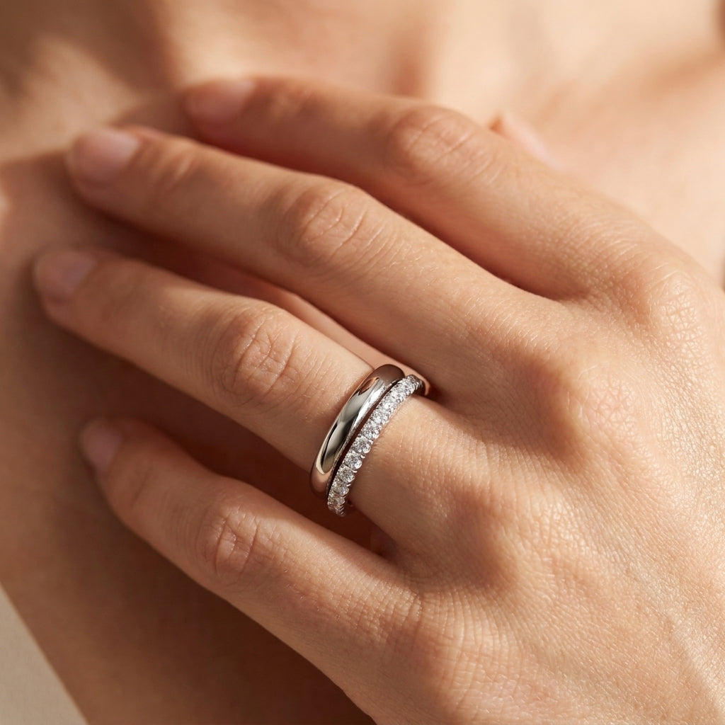 2pc CZ + Smooth Finish Stacking Rings