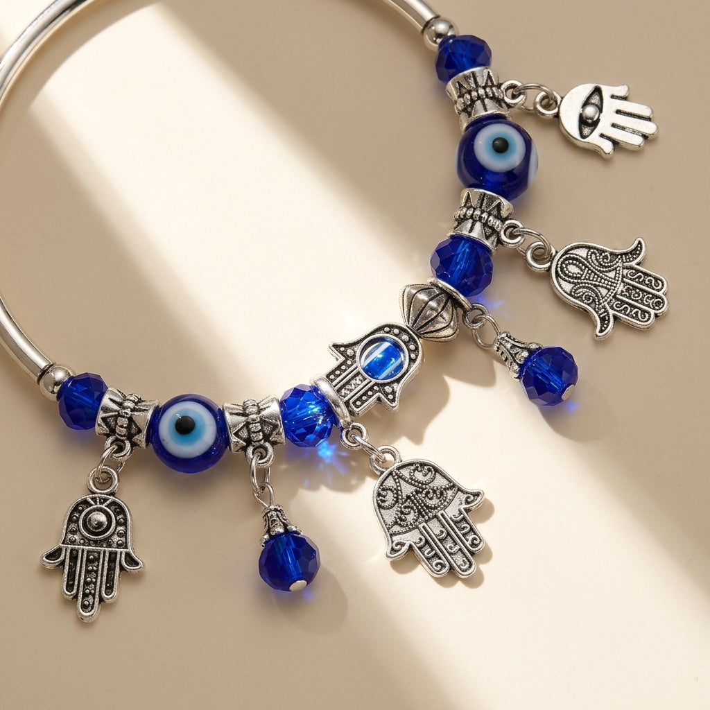 Evil Eye & Hamsa Hand Charm Bracelet