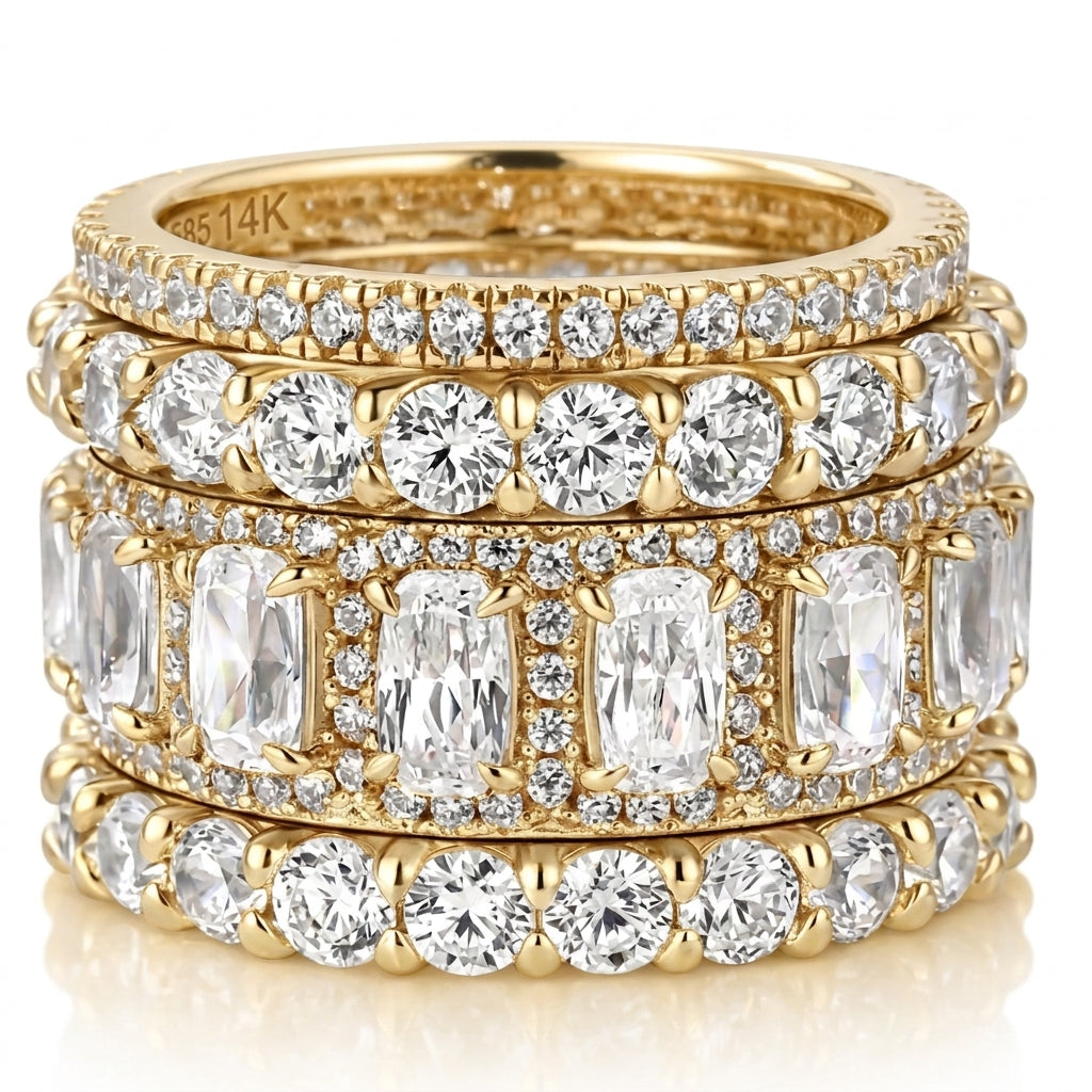 4pc Diamond Accented Stackable Rings Set