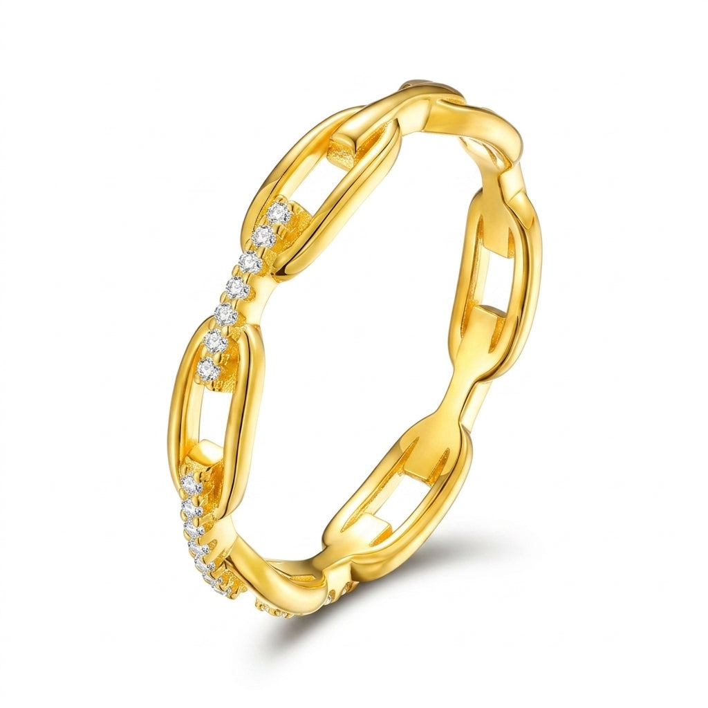 14k Diamond Accented Chain Ring