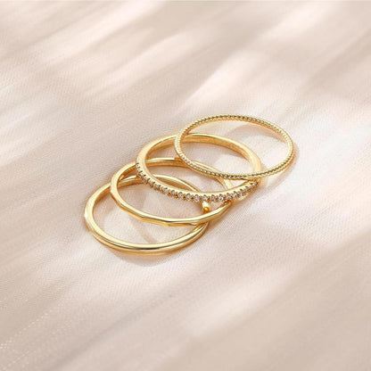 4pc 14k Dainty Ring Stack