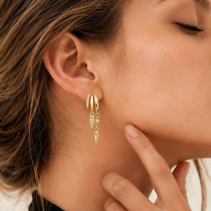 14k Trio Crescent Star and Moon Earrings