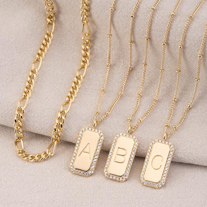 2pc Figaro & Satellite Chain Initial Necklace Stack