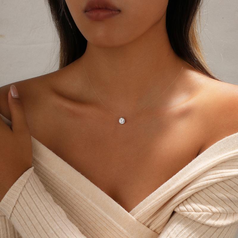 Floating Diamond Invisible Necklace