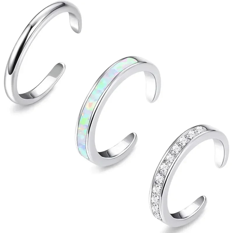 3pc 14k Opal Toe Rings