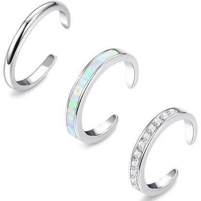 3pc 14k Opal Toe Rings