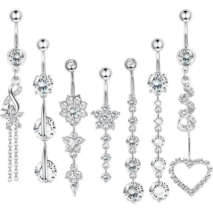 14G 6pc Diamond Accented Belly Button Jewelry