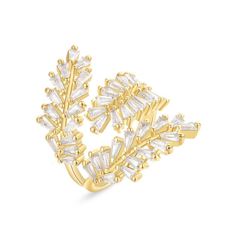 14k Elegant Leaf Wrap Around Ring