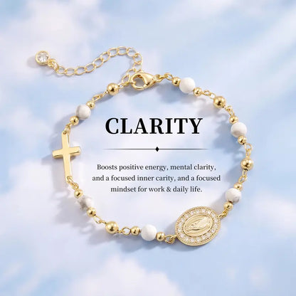 14k Beaded Cross & Virgin Mary Energy Bracelets