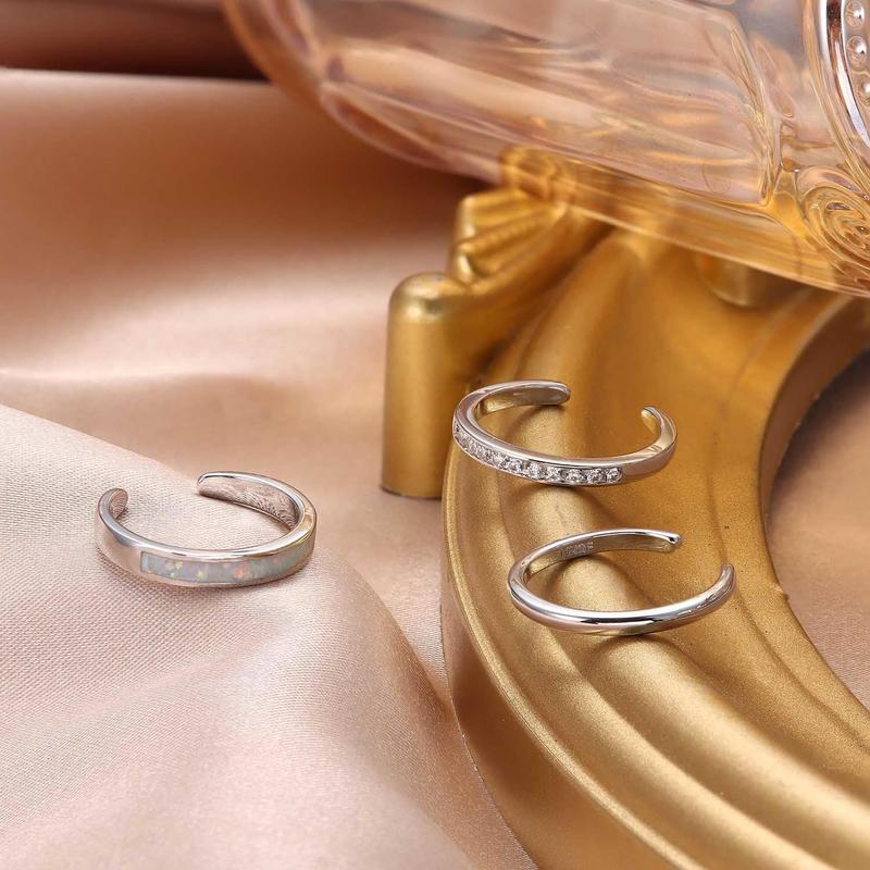 3pc 14k Opal Toe Rings