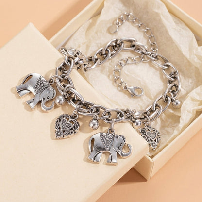Chunky Elephant & Heart Anklet