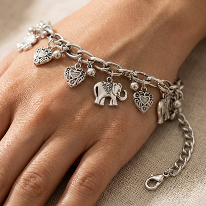 Chunky Elephant & Heart Anklet