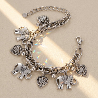 Chunky Elephant & Heart Anklet