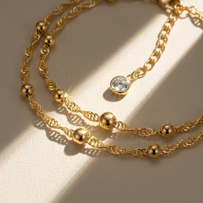 Layered Singapore Satellite Chain Anklet
