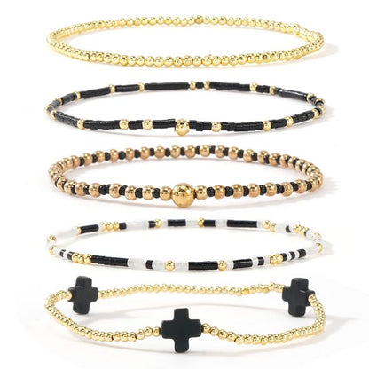 5pc Boho Beaded Bracelet Stack