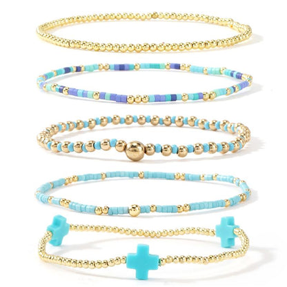 5pc Boho Beaded Bracelet Stack