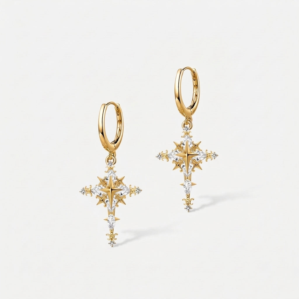 Starlight Cross Huggie Earrings