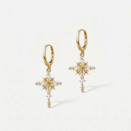 Starlight Cross Huggie Earrings
