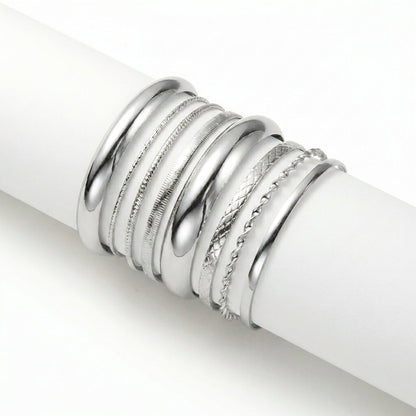 8pc Textured Cuff Bracelet Stack