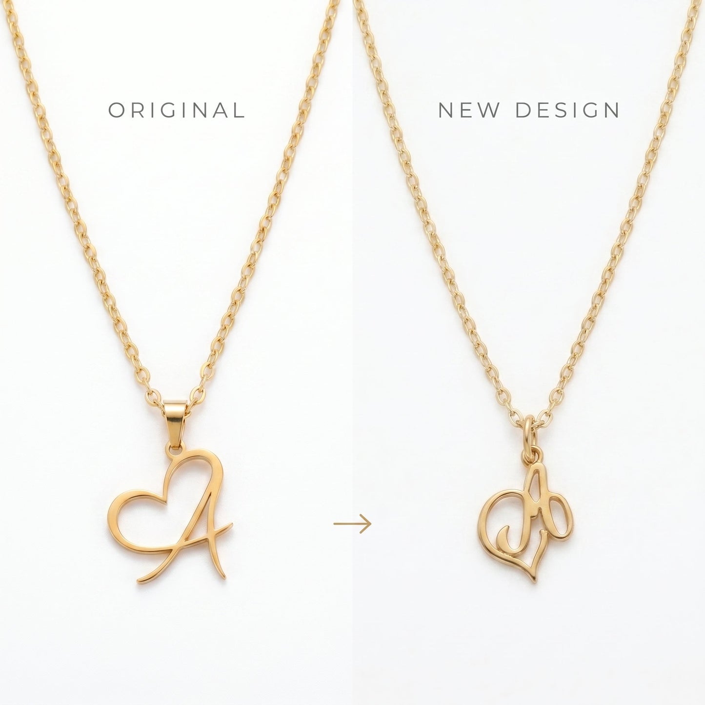 Dainty Heart Letter Initial Necklace