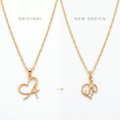 Dainty Heart Letter Initial Necklace