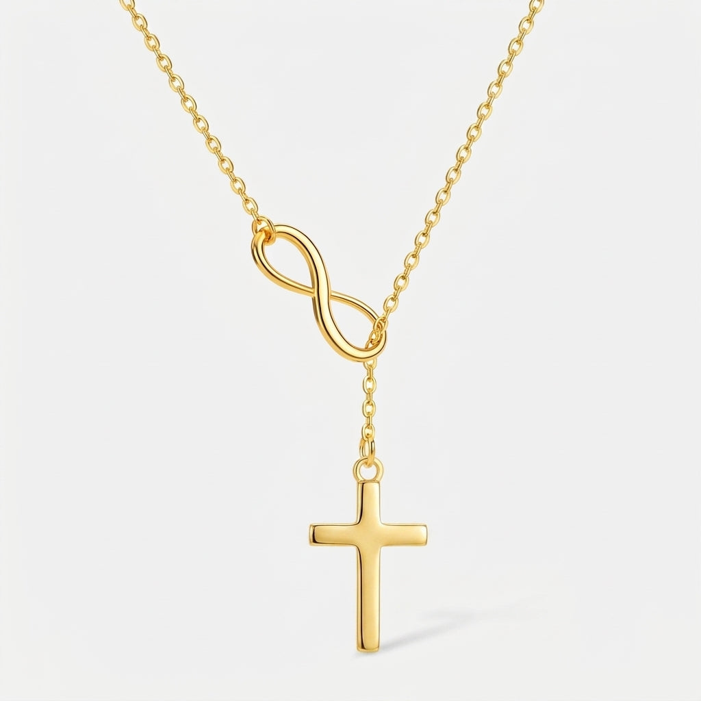 18k Infinity Cross Thread Necklace
