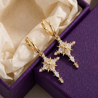 Starlight Cross Huggie Earrings