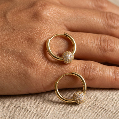 14k Crystal Hoop Earrings