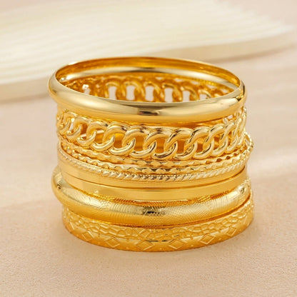 14k 10pc Chunky Variety Bracelet Stack