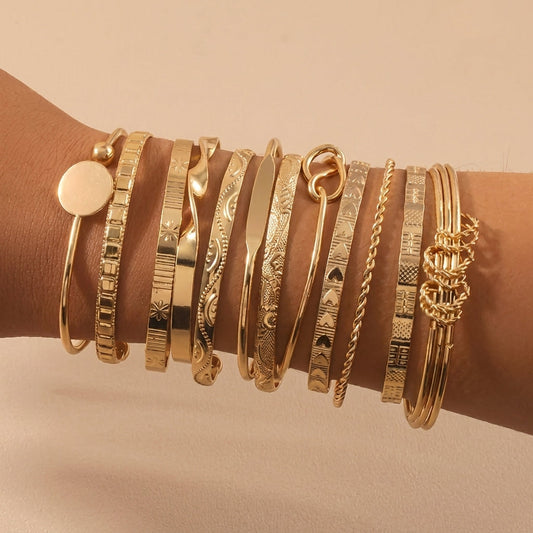12pc Adjustable Textured Cuff Stack