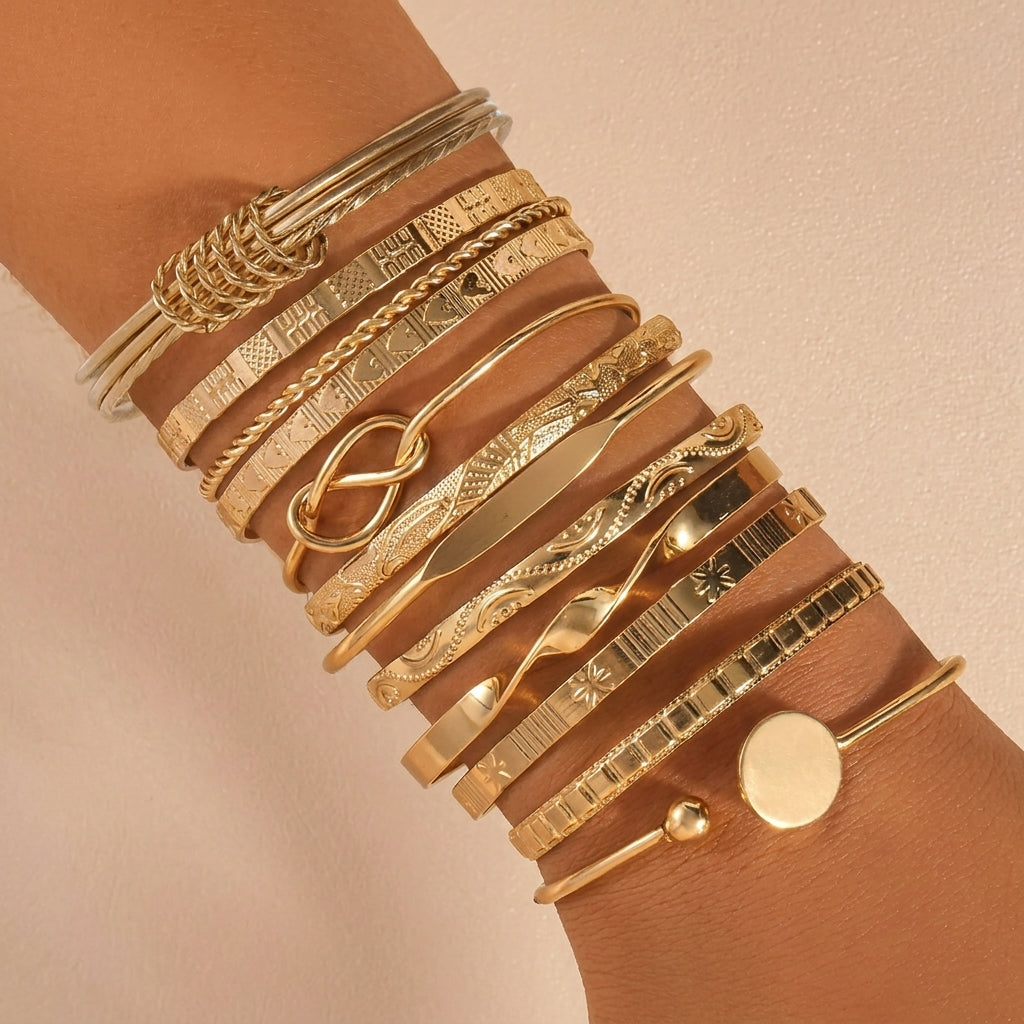 12pc Adjustable Textured Cuff Stack