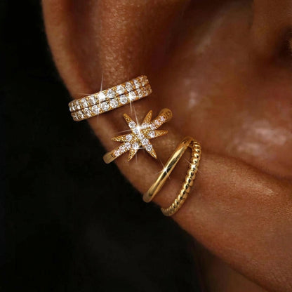 14k 3 Sets Elegant No-Piercing Ear Cuffs