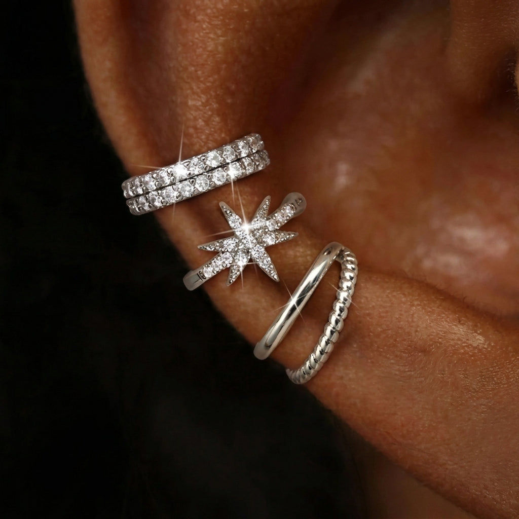 14k 3 Sets Elegant No-Piercing Ear Cuffs