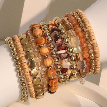 12pc Bohemian Warm Crystal Beaded Bracelet