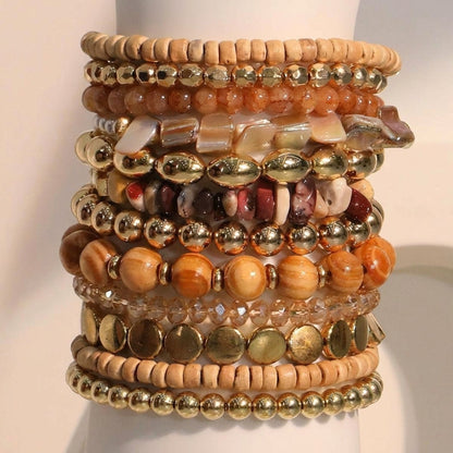 12pc Bohemian Warm Crystal Beaded Bracelet