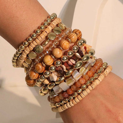 12pc Bohemian Warm Crystal Beaded Bracelet