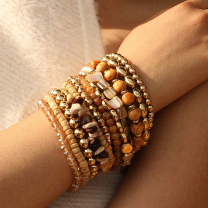 12pc Bohemian Warm Crystal Beaded Bracelet