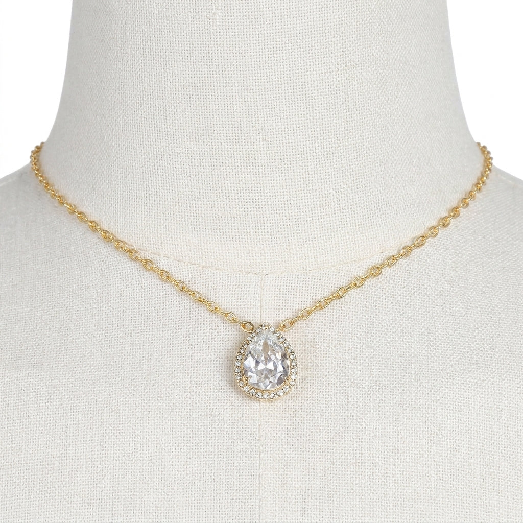 Elegant Teardrop Necklace & Back Chain