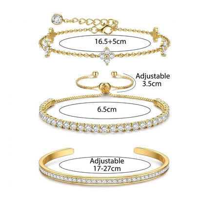 14k 3pc CZ Accented Bracelet Stack
