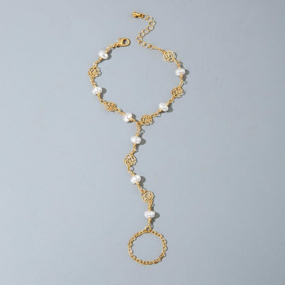 Flower & Pearl Hand Chain