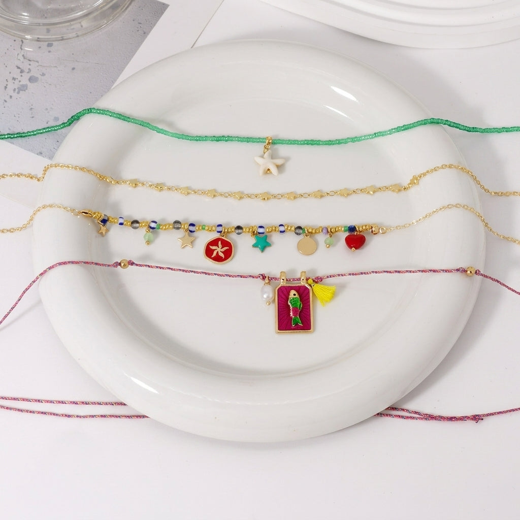 4pc Boho Tropical Fish Necklace Set