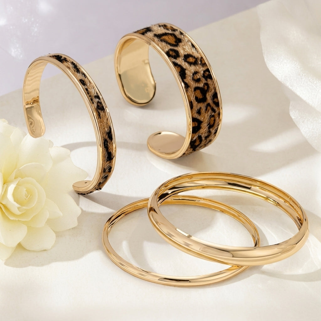 4pc Leopard Bangle Stack