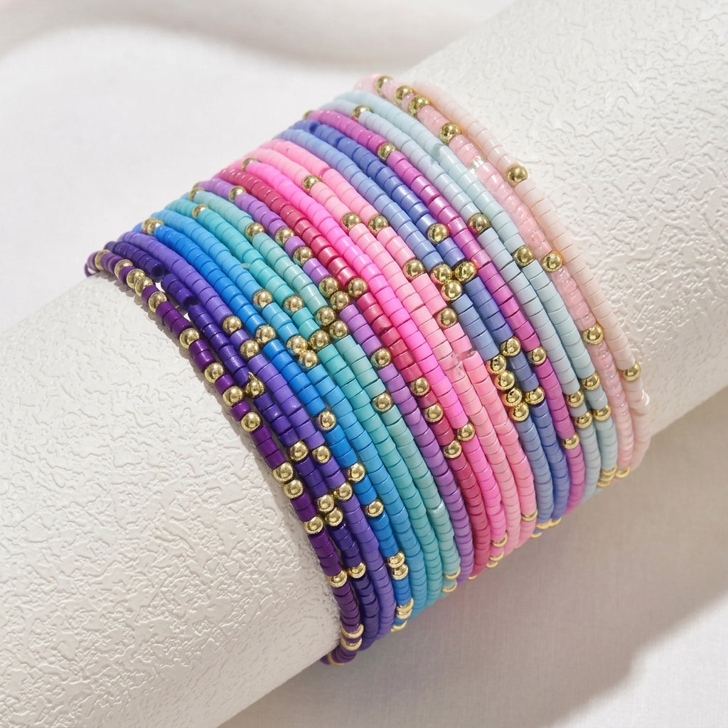 Boho Colorful Beaded Stackable Bracelet Set