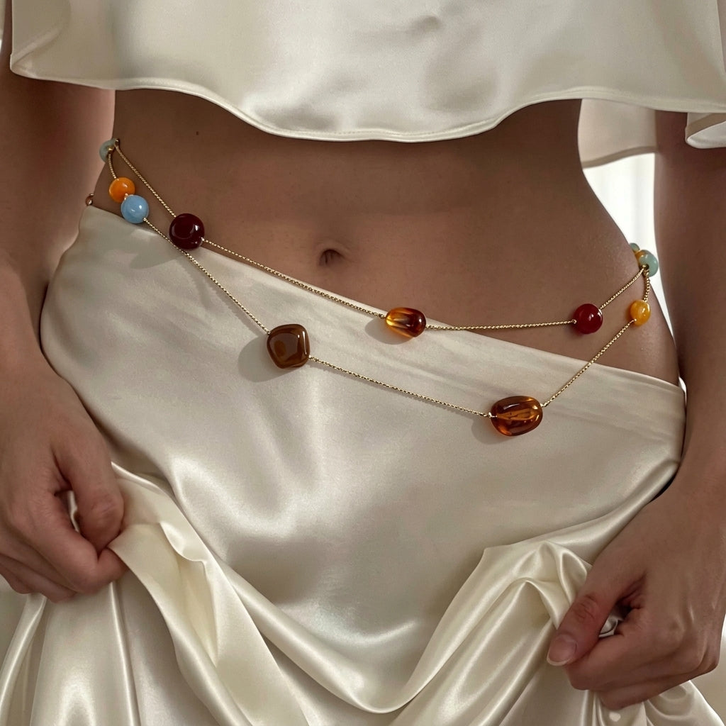 Natural Resin Stone Waist Chain