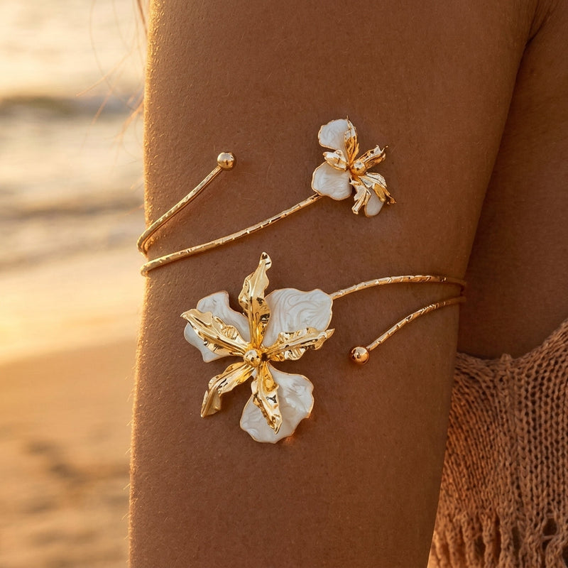 Tropical Open Floral Arm Bracelet