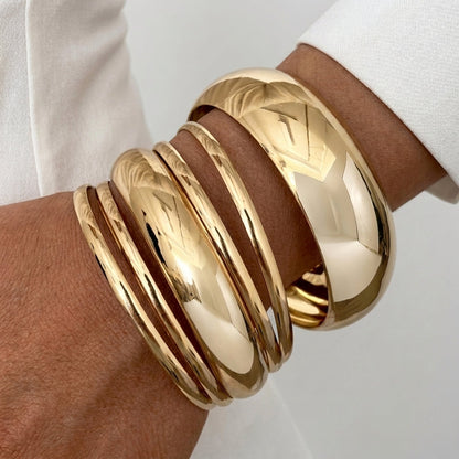 6pc Chunky & Thin Bangle Stack